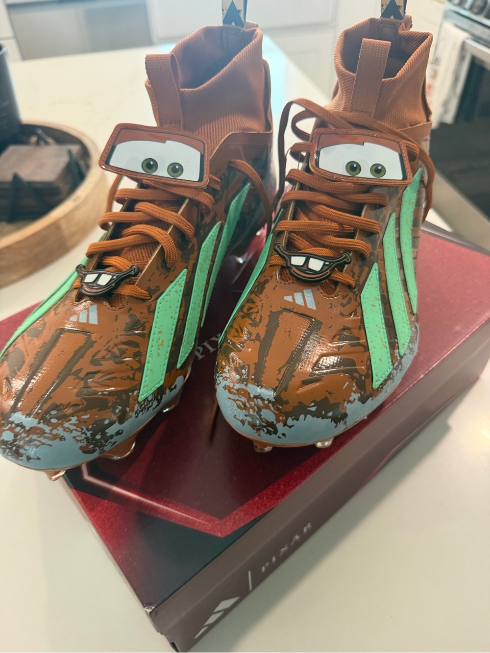 adidas Kids Brown & Mint Green Lightning McQueen Soccer Cleats